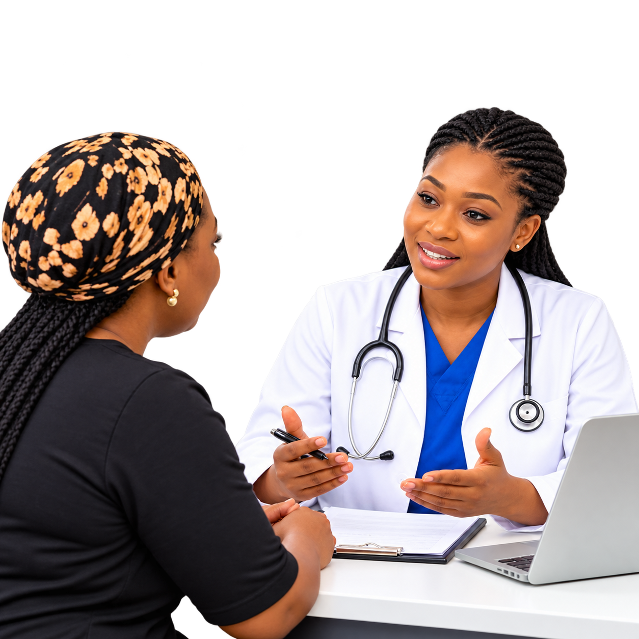 A doctor consulting with a patient during a medical check-up.